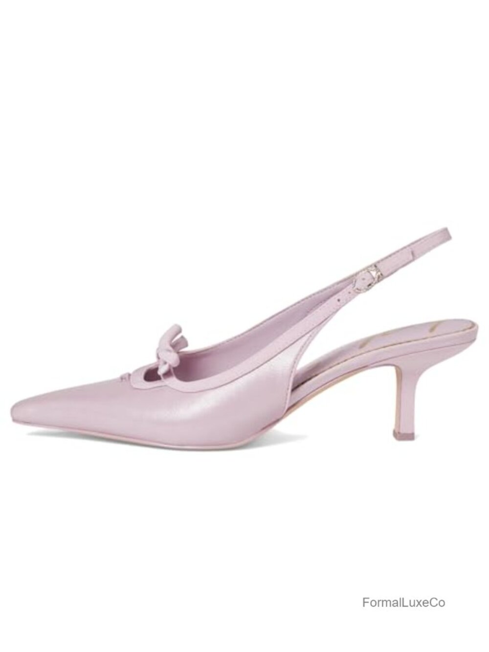 Pointed Toe Kitten Heel Slingback Pump with Bow - Picture 3 of 6